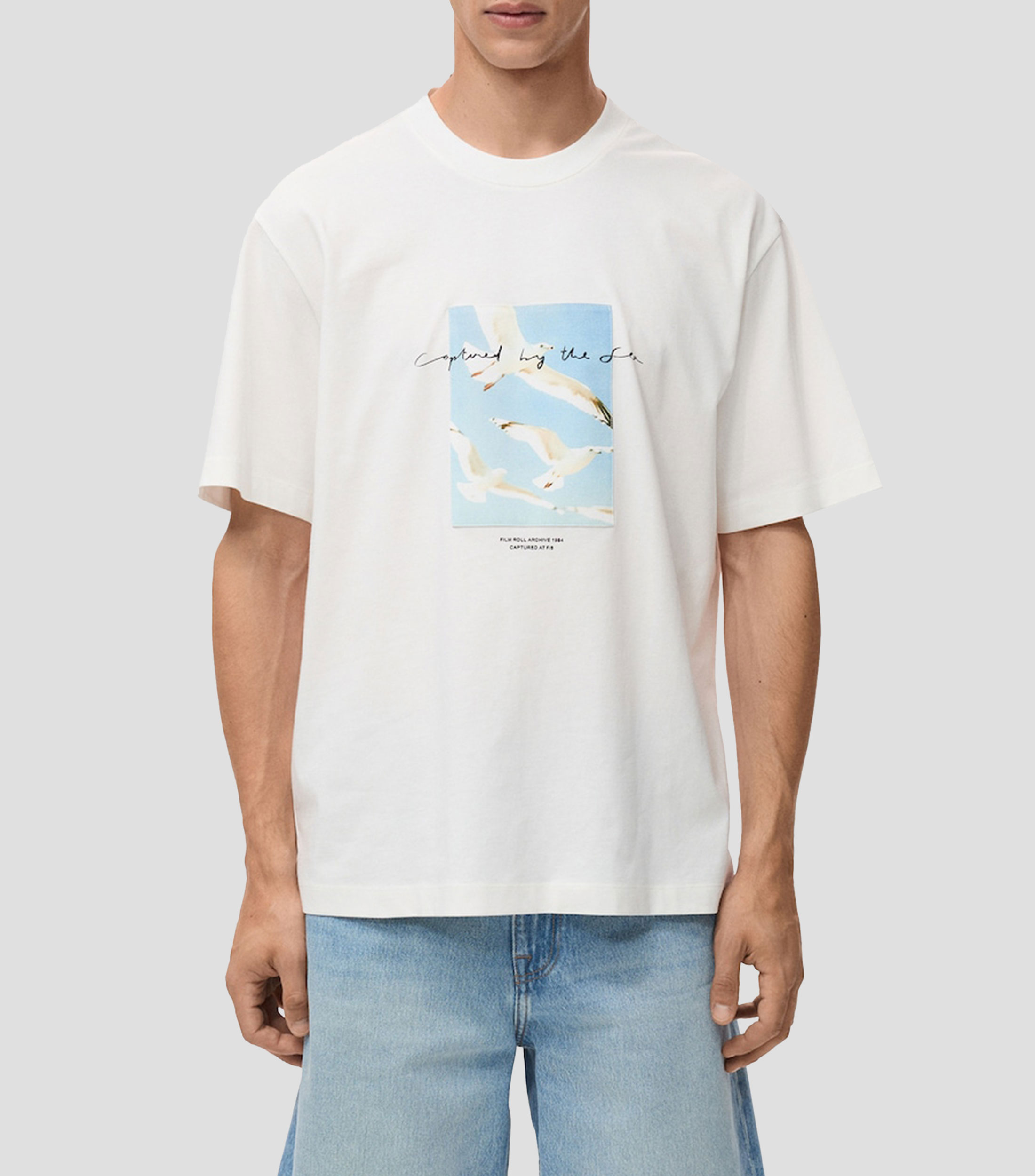 Playera de cuello redondo con manga corta estampada Hombre